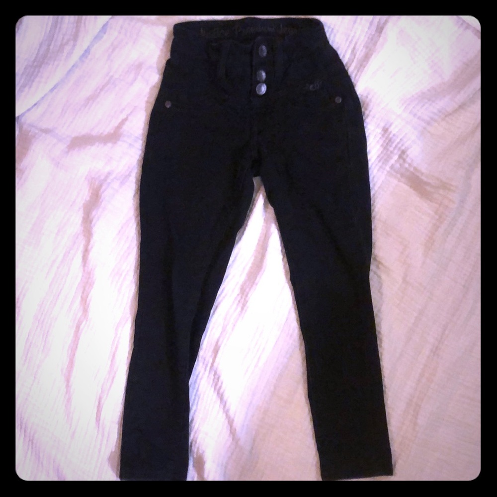 Justice Girls 5R Black HighWaisted Jeggings EUC